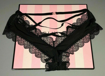 Pre-owned Victoria's Secret Nwt Strappy Panties Lace Underwear Cheeky Panty  Xs S M L In Black Pink Ivory