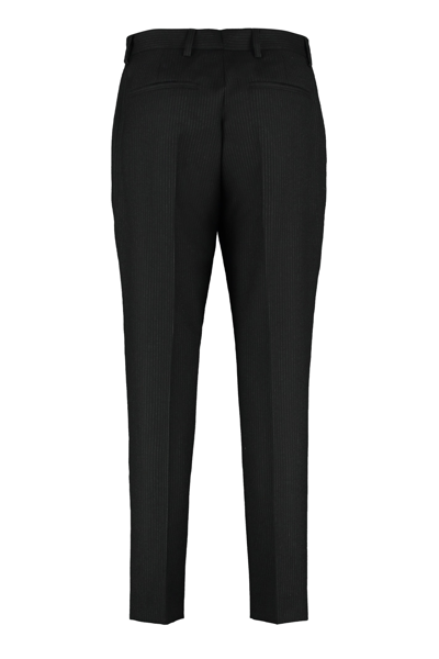 Shop Prada Pin-striped Wool Taylored Trousers In Black