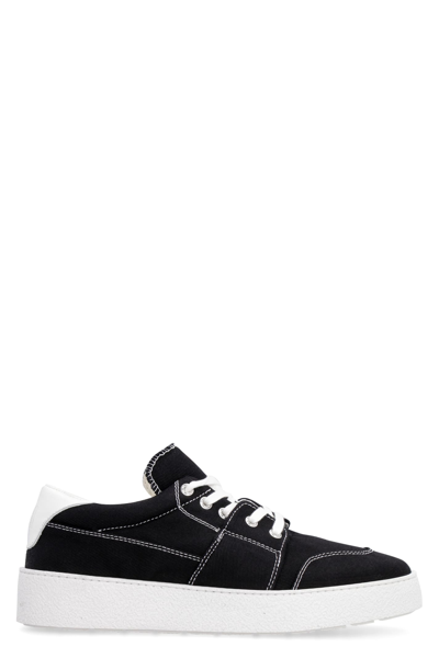 Shop Ami Alexandre Mattiussi Canvas Low-top Sneakers In Black