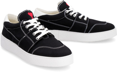 Shop Ami Alexandre Mattiussi Canvas Low-top Sneakers In Black