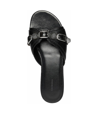 Shop Balenciaga Cagole Sandal Flat In Black Palladio