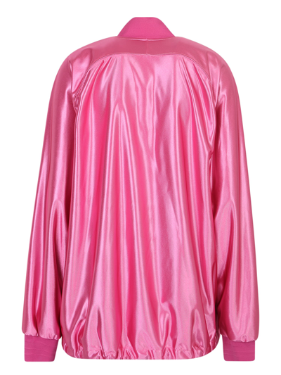 Shop Khrisjoy Logo-print Metallic Bomber Jacket In Pink