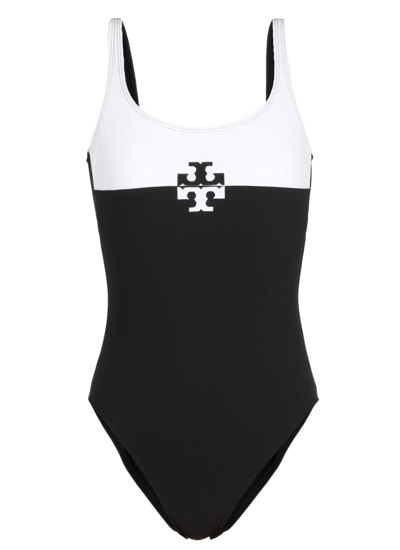 Shop Tory Burch Color Blocked One Piece Swuisuit In Black / White