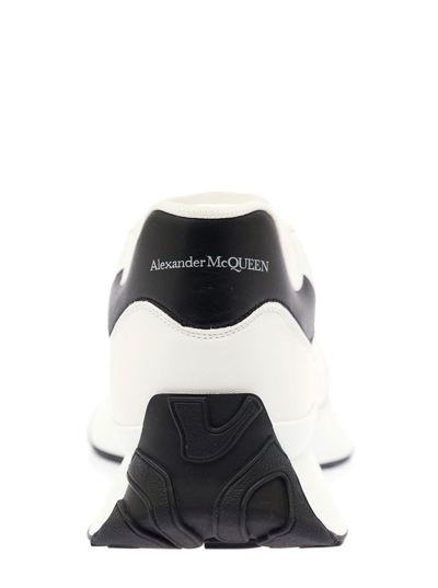 Shop Alexander Mcqueen Mans Sprint Runner White Leather Sneakers In White/black