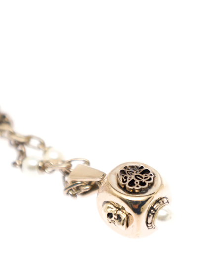 Shop Alexander Mcqueen Womans Brass Necklace With Logo Pendant In Metallic