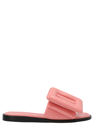 Boyy Pink Leather Puffy Slippers In Pink