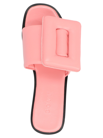 Boyy Pink Leather Puffy Slippers In Pink