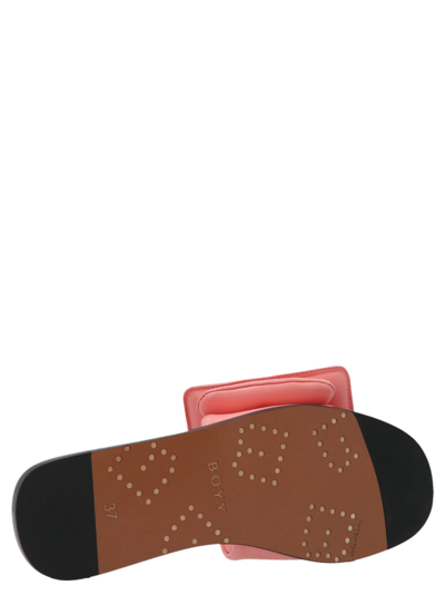 Boyy Pink Leather Puffy Slippers In Pink