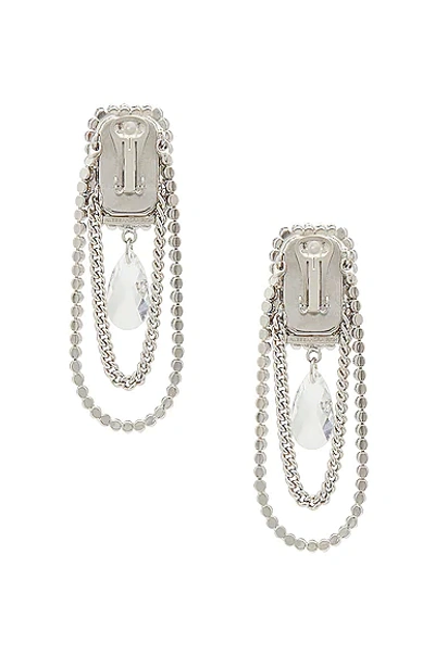 Shop Alessandra Rich Crystal Drop & Chain Earrings In Crystal Silver