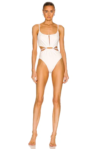 Shop Jonathan Simkhai Genesis Cut Out Swimsuit In White