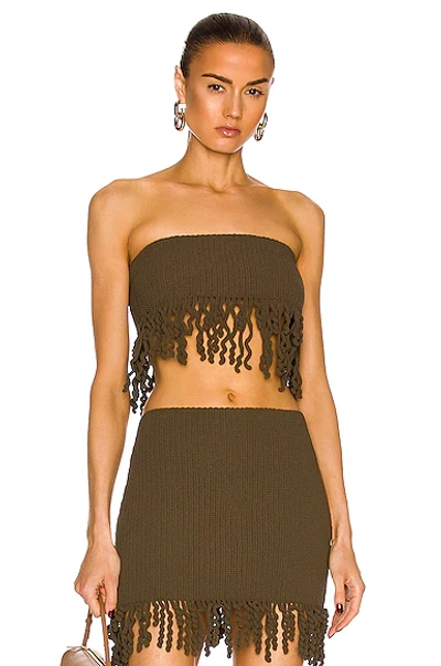 Shop Dion Lee Wave Crochet Bandeau In Dark Moss