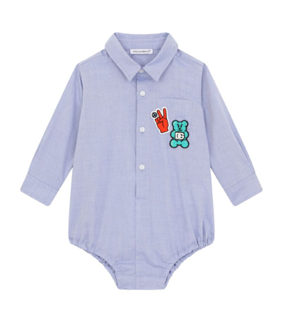 Shop Dolce & Gabbana Kids Cotton Shirt Bodysuit (0-24 Months) In Multi