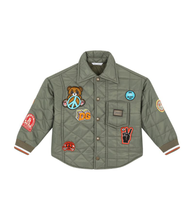 Shop Dolce & Gabbana Kids Charm Logo Quilted Jacket In Multi