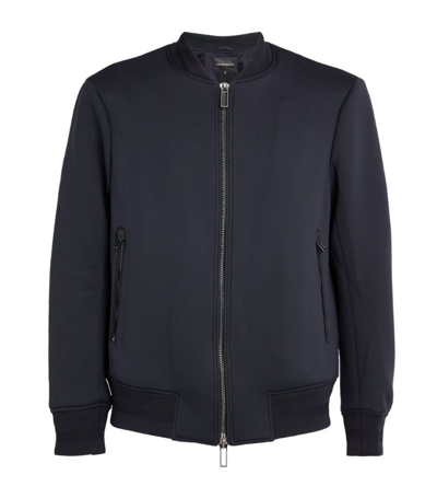 Shop Emporio Armani Double-knit Bomber Jacket In Blue