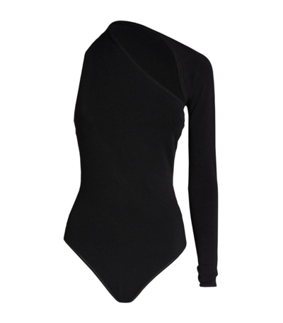 Shop Alaïa One-shoulder Bodysuit In Black