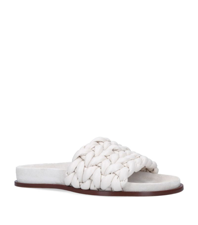 Shop Chloé Leather Braided Kacey Sandals In Ivory