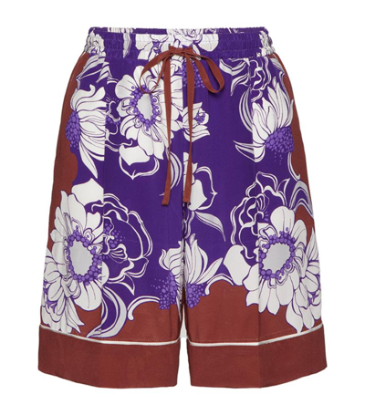 Shop Valentino Silk Floral Bermuda Shorts In Multi