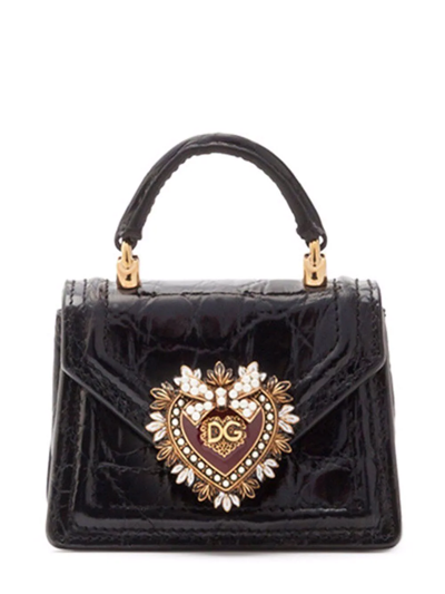 Shop Dolce & Gabbana Micro Devotion Top-handle Bag In Black