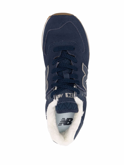 Shop New Balance Low-top Shearling-lined Trainers In Blue