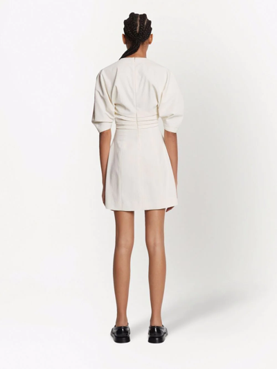 Shop Proenza Schouler Puff-sleeves Scoop-neck Mini Dress In Neutrals