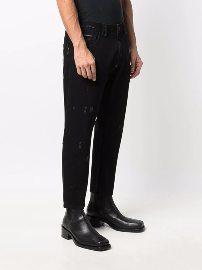 Shop Philipp Plein Distressed-effect Straight-leg Jeans In Black