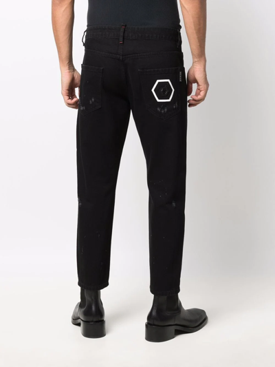 Shop Philipp Plein Distressed-effect Straight-leg Jeans In Black