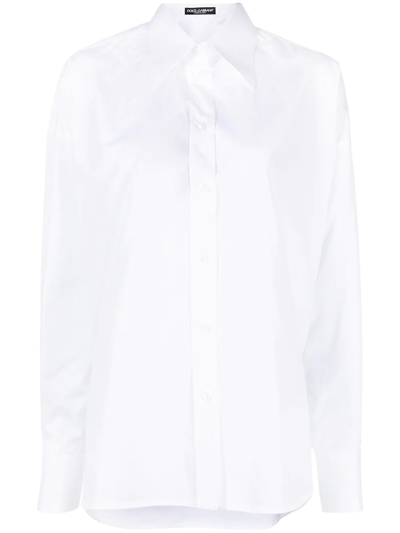 Shop Dolce & Gabbana Poplin Cotton Shirt In Weiss