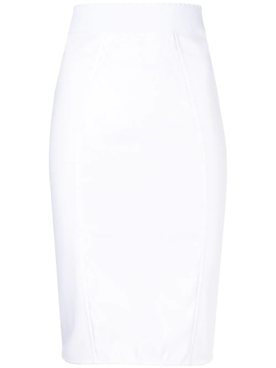 Shop Dolce & Gabbana Corset-detail Satin Pencil Skirt In Weiss
