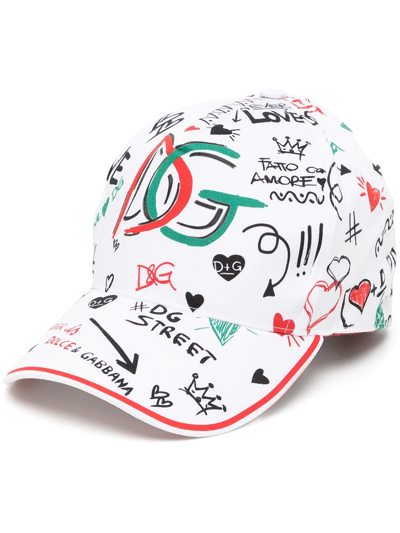 Shop Dolce & Gabbana Graphic-print Cap In Weiss
