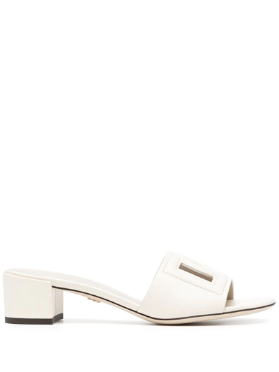 Shop Dolce & Gabbana Logo-patch Open-toe Sandals In Weiss