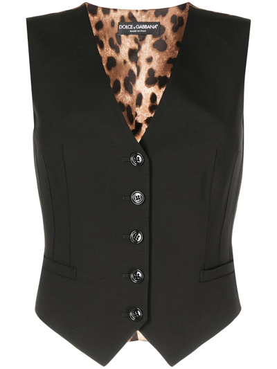 Shop Dolce & Gabbana Leopard-print Waistcoat In Braun