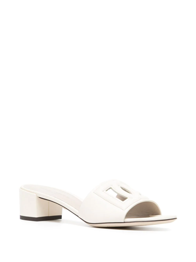 Shop Dolce & Gabbana Logo-patch Open-toe Sandals In Weiss