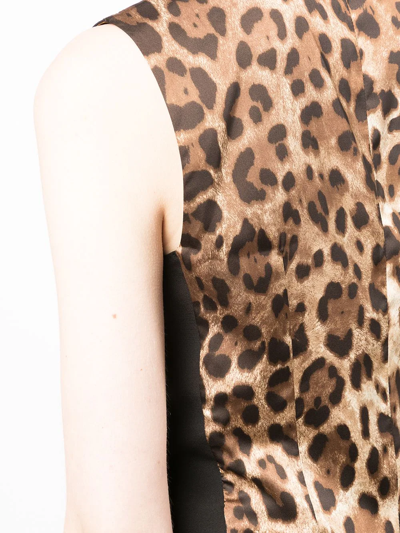 Shop Dolce & Gabbana Leopard-print Waistcoat In Braun