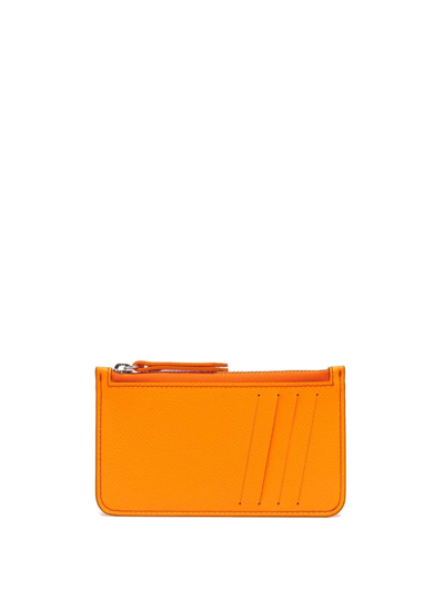 Shop Maison Margiela Four-stitch Logo Wallet In Orange