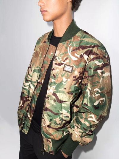 Shop Dolce & Gabbana Camouflage-print Bomber Jacket In Grün