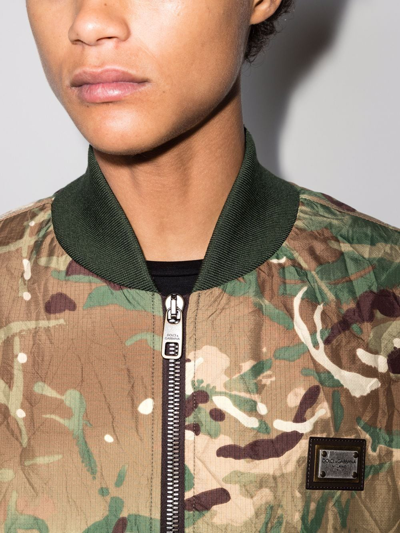 Shop Dolce & Gabbana Camouflage-print Bomber Jacket In Grün