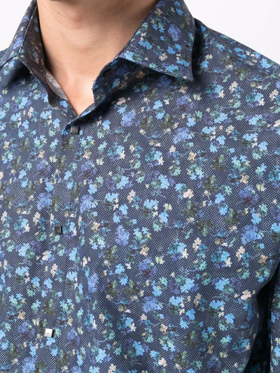 Shop Karl Lagerfeld Floral-print Shirt In Blau