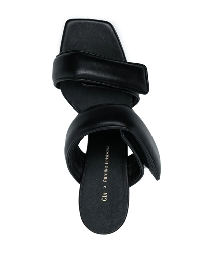 Shop Gia Borghini X Pernille Teisbaek Perni 03 Leather Sandals In Schwarz