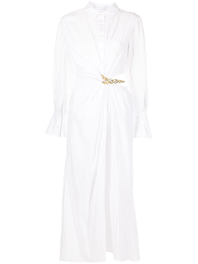 Shop Jonathan Simkhai Long-sleeve Twisted Shirt Dress In White