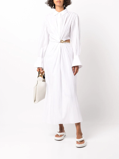 Shop Jonathan Simkhai Long-sleeve Twisted Shirt Dress In White
