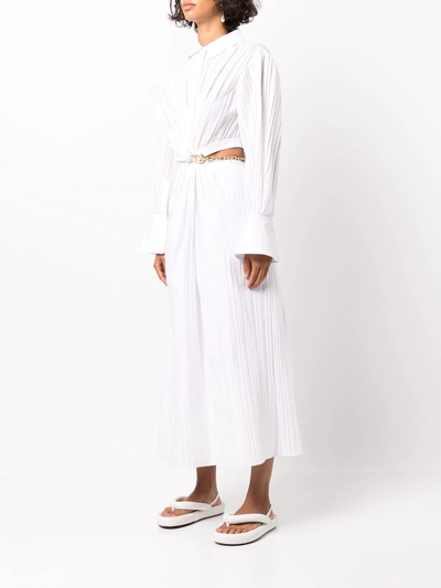 Shop Jonathan Simkhai Long-sleeve Twisted Shirt Dress In White