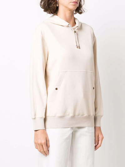 Shop Agnona Drawstring Pullover Hoodie In Nude