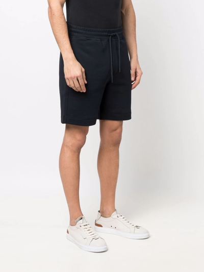 Shop Hugo Boss Logo-patch Cotton Track Shorts In Blue