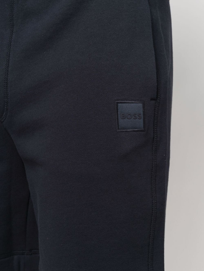 Shop Hugo Boss Logo-patch Cotton Track Shorts In Blue