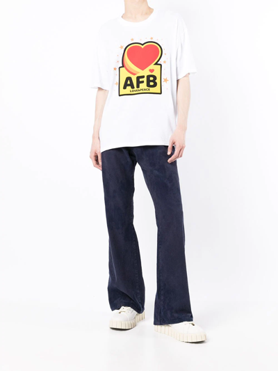 Shop Afb Love & Peace Graphic-print T-shirt In White
