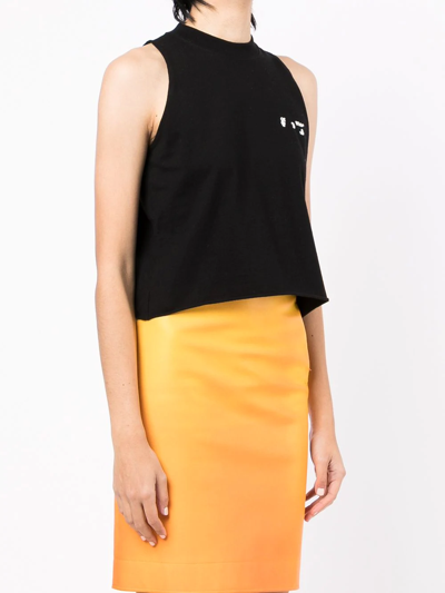 Off-white Cropped Top In Cotton With Logo In Black