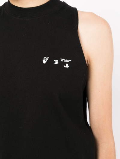 Shop Off-white Logo-print Cotton Tank Top In Black