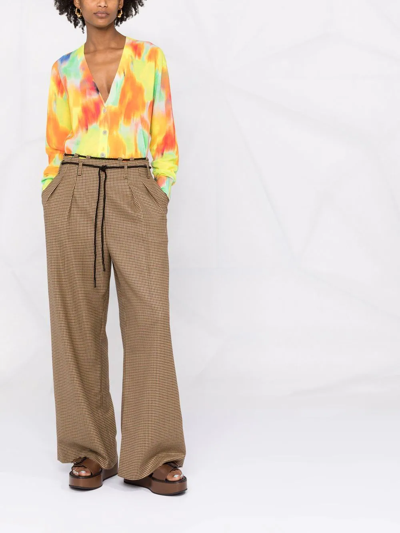 Andersson Bell Checked High-waisted Trousers In Braun