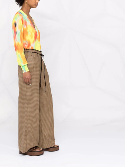 Andersson Bell Checked High-waisted Trousers In Braun