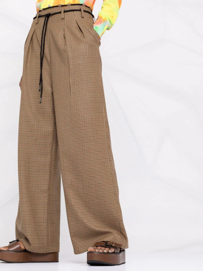 Andersson Bell Checked High-waisted Trousers In Braun